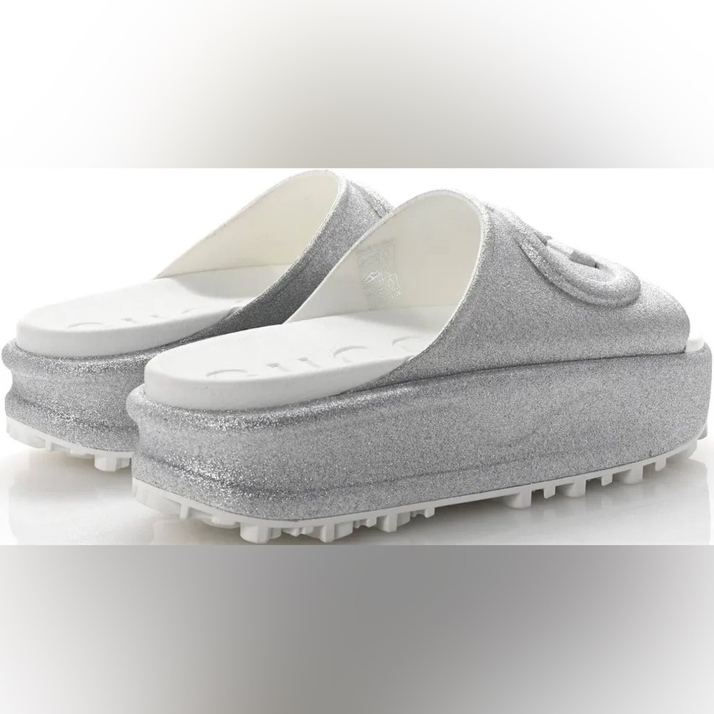 Gucci Interlocking G Silver Sandals - image 1